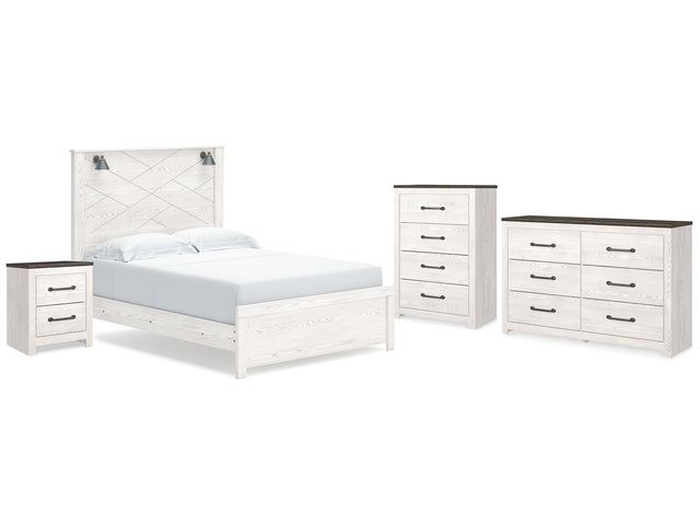 Gerridan White/Gray Queen Panel Bedroom Set with Dresser, Chest and Nightstand - Ornate Home