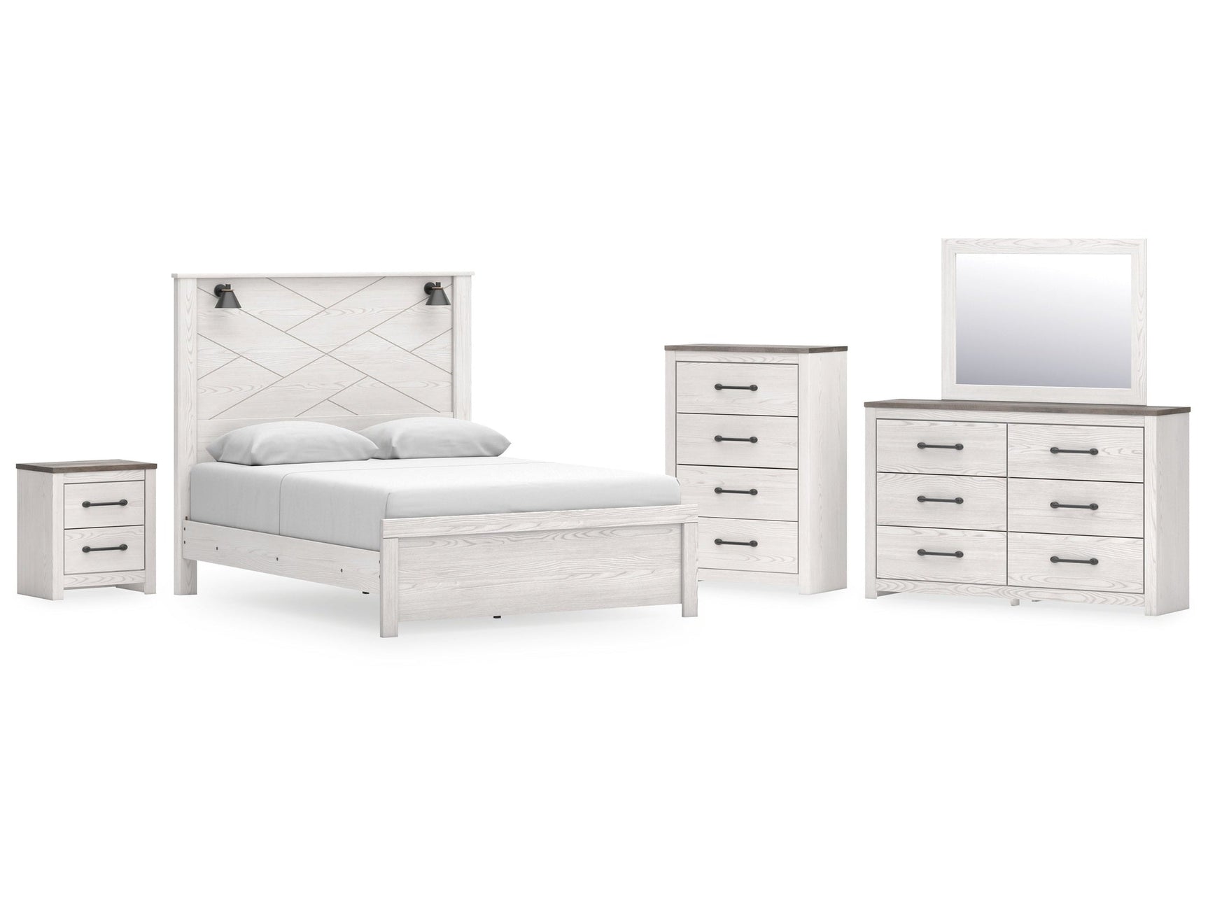 Gerridan White/Gray Queen Panel Bedroom Set with Dresser, Mirror, Chest and Nightstand (Online Special Price) - Ornate Home