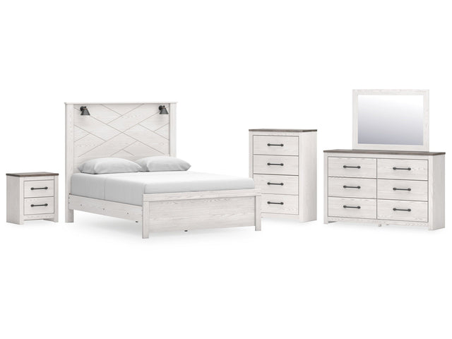 Gerridan White/Gray Queen Panel Bedroom Set with Dresser, Mirror, Chest and Nightstand (Online Special Price) - Ornate Home