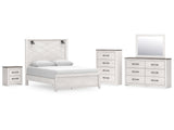 Gerridan White/Gray Queen Panel Bedroom Set with Dresser, Mirror, Chest and Nightstand - Ornate Home