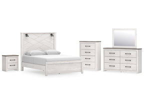 Gerridan White/Gray Queen Panel Bedroom Set with Dresser, Mirror, Chest and Nightstand - Ornate Home