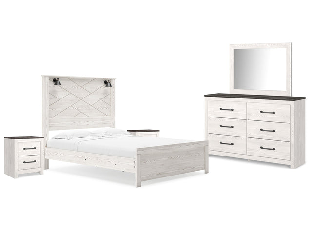 Gerridan White/Gray Queen Panel Bedroom Set with Dresser, Mirror, and 2 Nightstands (Online Special Price) - Ornate Home