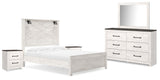 Gerridan White/Gray Queen Panel Bedroom Set with Dresser, Mirror, and 2 Nightstands - Ornate Home