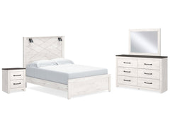Gerridan White/Gray Queen Panel Bedroom Set with Dresser, Mirror, and Nightstand - Ornate Home