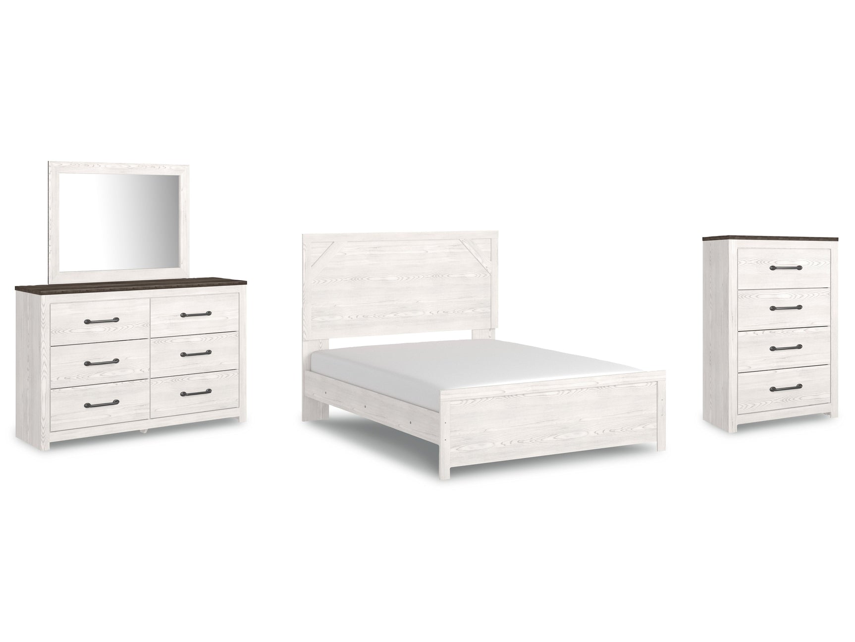 Gerridan White Queen Panel Bedroom Set with Dresser, Mirror, and Chest - Ornate Home
