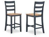 Gesthaven Natural/Blue Counter Height Barstool (Set of 2) - Ornate Home