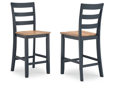 Gesthaven Natural/Blue Counter Height Barstool (Set of 2) - Ornate Home