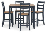 Gesthaven Natural/Blue Counter Height Dining Table and 4 Barstools (Set of 5) (Online Special Price) - Ornate Home