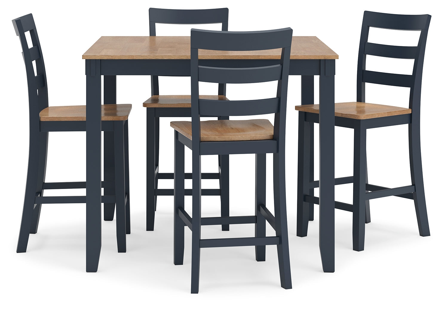Gesthaven Natural/Blue Counter Height Dining Table and 4 Barstools (Set of 5) (Online Special Price) - Ornate Home