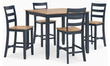 Gesthaven Natural/Blue Counter Height Dining Table and 4 Barstools (Set of 5) (Online Special Price) - Ornate Home