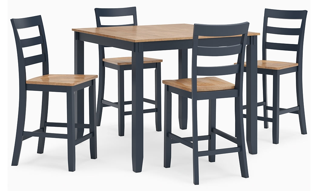 Gesthaven Natural/Blue Counter Height Dining Table and 4 Barstools (Set of 5) (Online Special Price) - Ornate Home