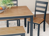 Gesthaven Natural/Blue Dining Table with 4 Chairs and Bench (Set of 6) - Ornate Home