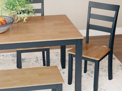 Gesthaven Natural/Blue Dining Table with 4 Chairs and Bench (Set of 6) - Ornate Home