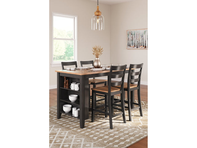 Gesthaven Natural/Brown Counter Height Dining Table and 4 Barstools - Ornate Home