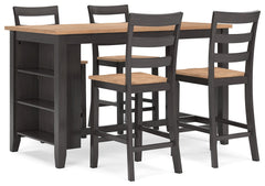 Gesthaven Natural/Brown Counter Height Dining Table and 4 Barstools - Ornate Home