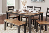 Gesthaven Natural/Brown Dining Table with 4 Chairs and Bench (Online Special Price) - Ornate Home