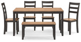 Gesthaven Natural/Brown Dining Table with 4 Chairs and Bench (Online Special Price) - Ornate Home
