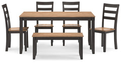 Gesthaven Natural/Brown Dining Table with 4 Chairs and Bench (Set of 6) - Ornate Home