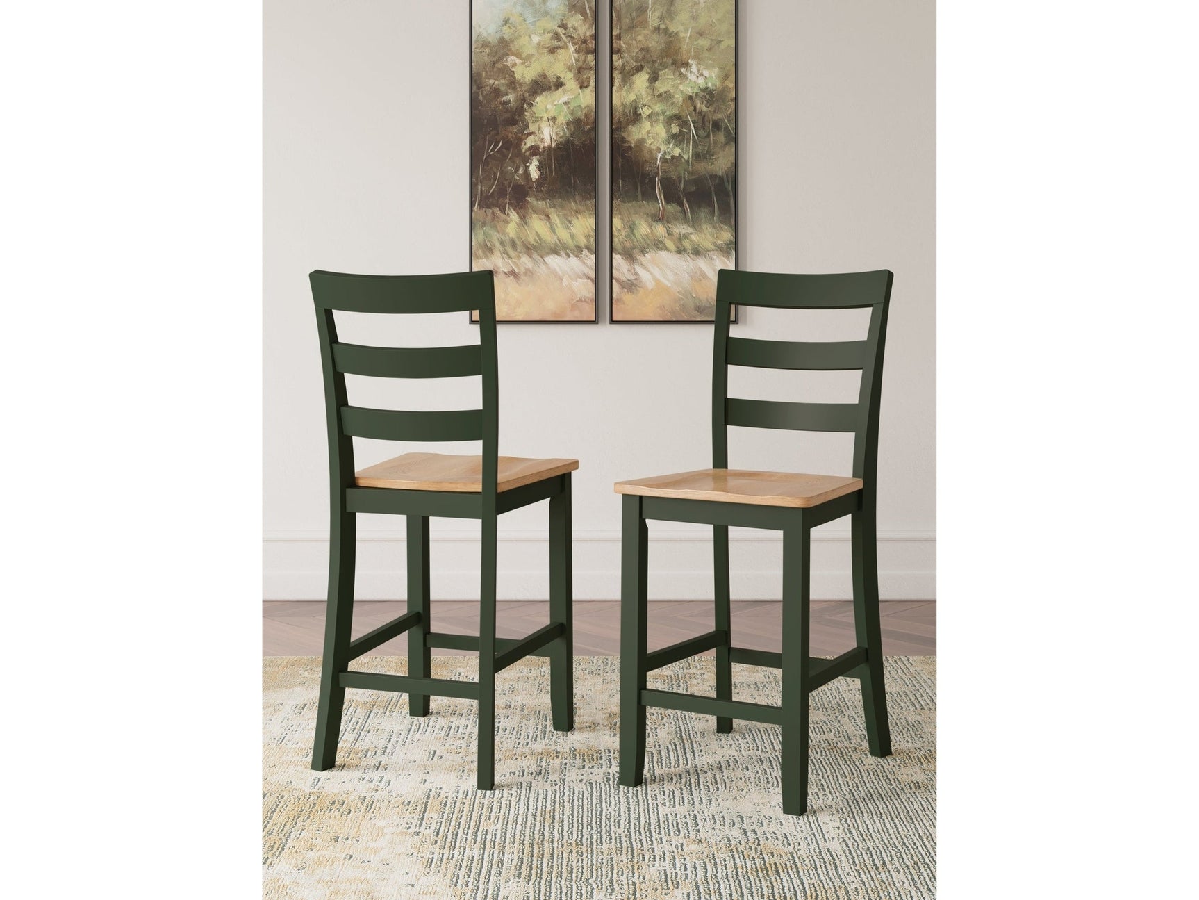 Gesthaven Natural/Green Counter Height Barstool (Set of 2) (Online Special Price) - Ornate Home
