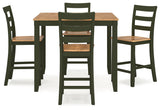 Gesthaven Natural/Green Counter Height Dining Table and 4 Barstools (Set of 5) (Online Special Price) - Ornate Home