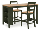 Gesthaven Natural/Green Counter Height Dining Table w/2 Barstools - Ornate Home