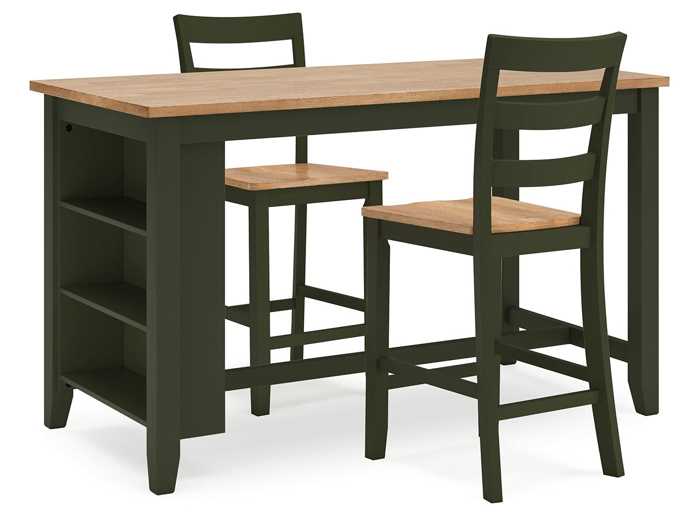 Gesthaven Natural/Green Counter Height Dining Table w/2 Barstools - Ornate Home