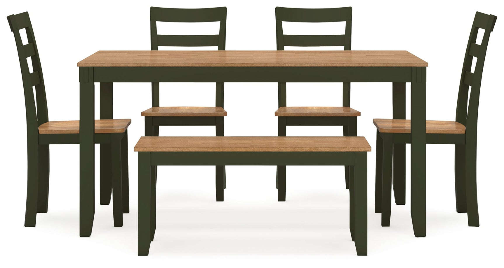 Gesthaven Natural/Green Dining Table with 4 Chairs and Bench (Set of 6) (Online Special Price) - Ornate Home