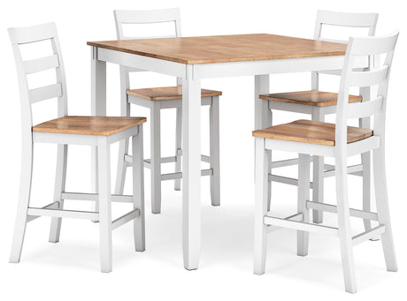 Gesthaven Natural/White Counter Height Dining Table and 4 Barstools (Set of 5) - Ornate Home