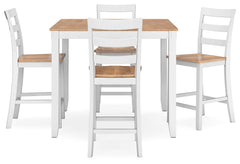 Gesthaven Natural/White Counter Height Dining Table and 4 Barstools (Set of 5) - Ornate Home