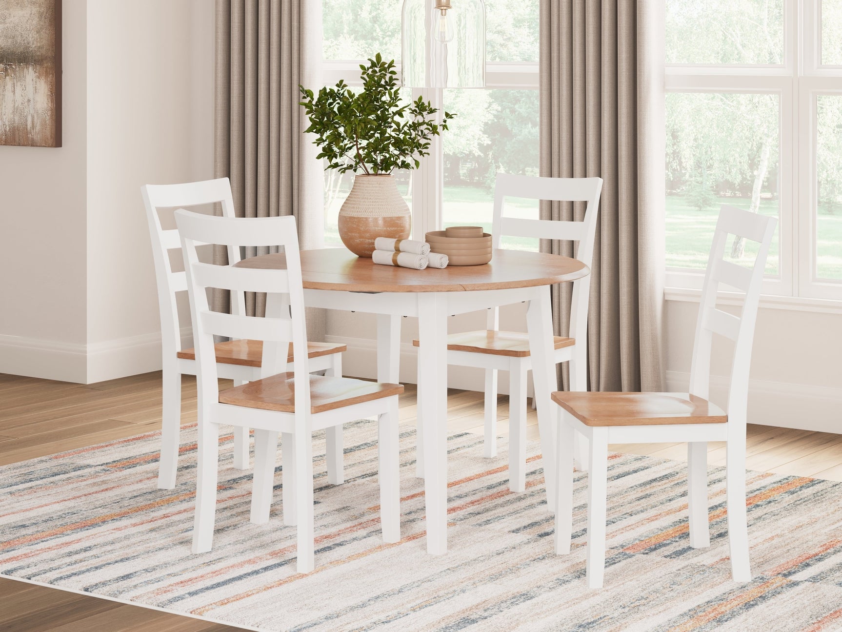 Gesthaven Natural/White Dining Table and 4 Chairs (Online Special Price) - Ornate Home