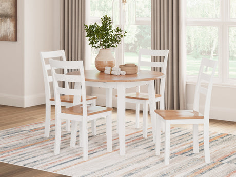 Gesthaven Natural/White Dining Table and 4 Chairs - Ornate Home