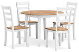 Gesthaven Natural/White Dining Table and 4 Chairs - Ornate Home