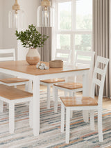 Gesthaven Natural/White Dining Table with 4 Chairs and Bench (Set of 6) (Online Special Price) - Ornate Home