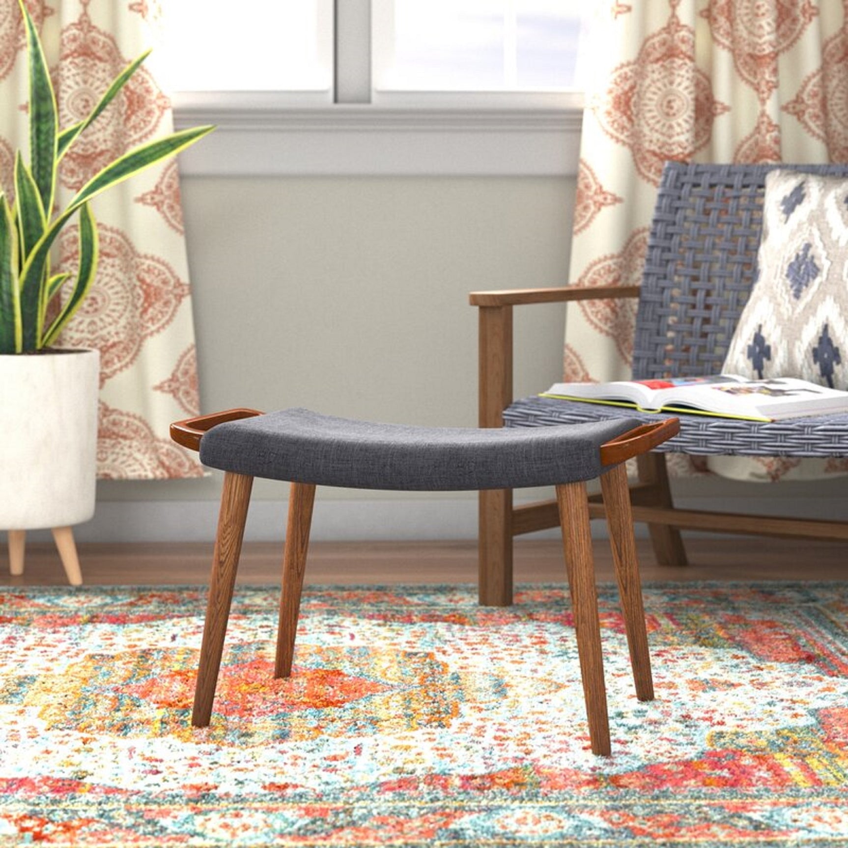 Geta Ottoman in Charcoal and Antique Walnut - Ornate Home
