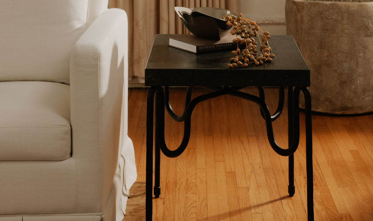 Getty Black Granite Side Table - Ornate Home