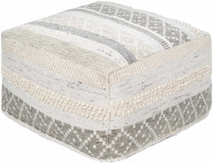 Geyser Woven White Gray Cotton Pouf - Clearance - Ornate Home