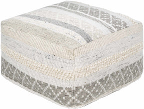 Geyser Woven White Gray Cotton Pouf - Clearance - Ornate Home