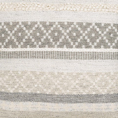 Geyser Woven White Gray Cotton Pouf - Clearance - Ornate Home