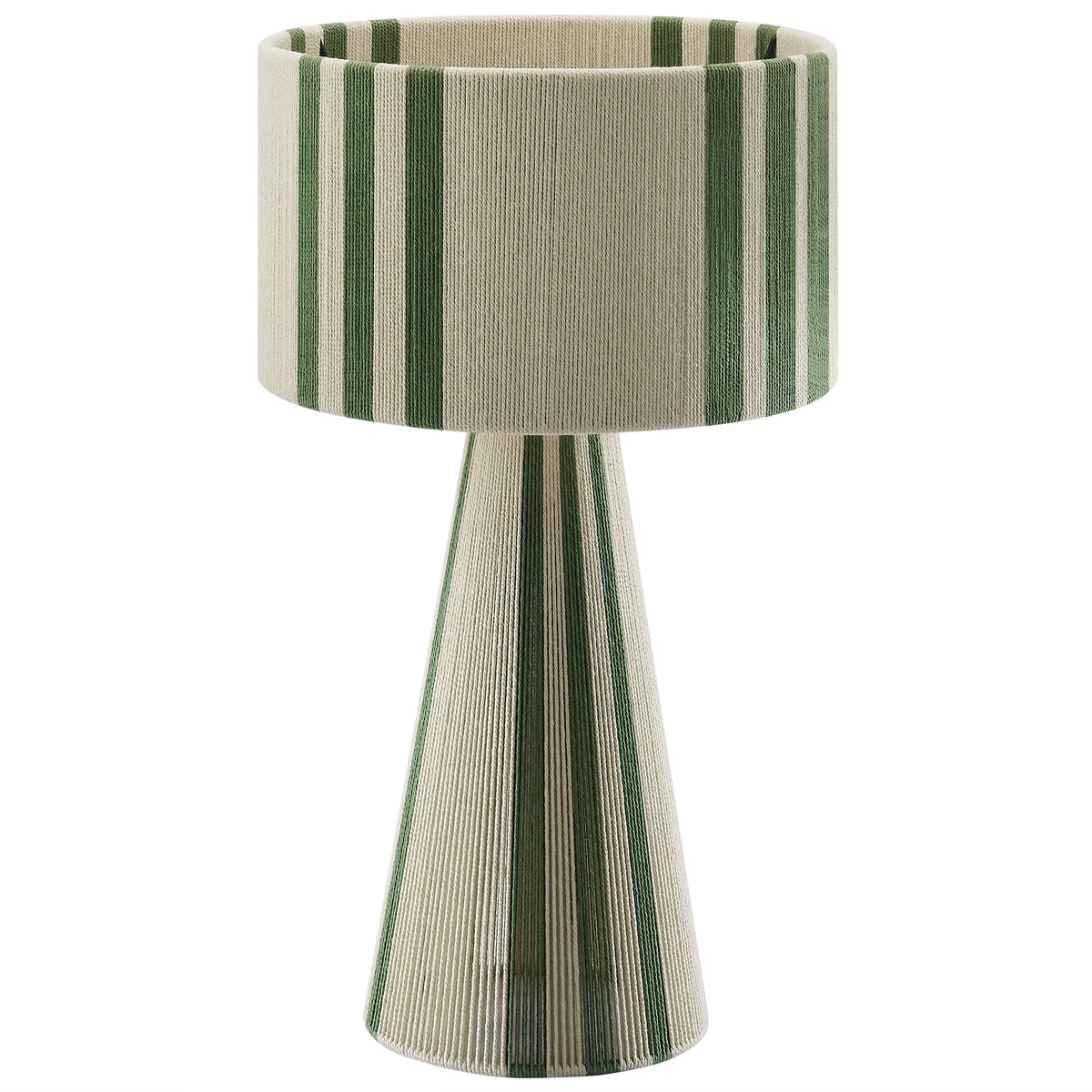 Gia Basil Green Handwoven Cotton Thread Striped or Plain Table Lamp - Ornate Home