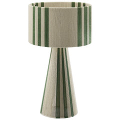Gia Basil Green Handwoven Cotton Thread Striped or Plain Table Lamp - Ornate Home