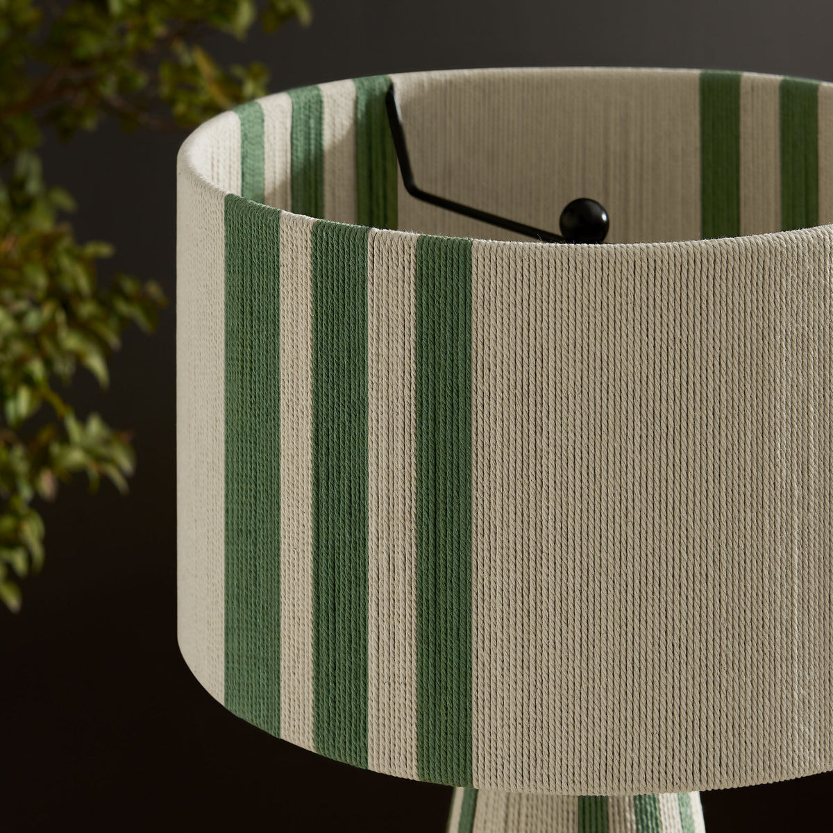 Gia Basil Green Handwoven Cotton Thread Striped or Plain Table Lamp - Ornate Home