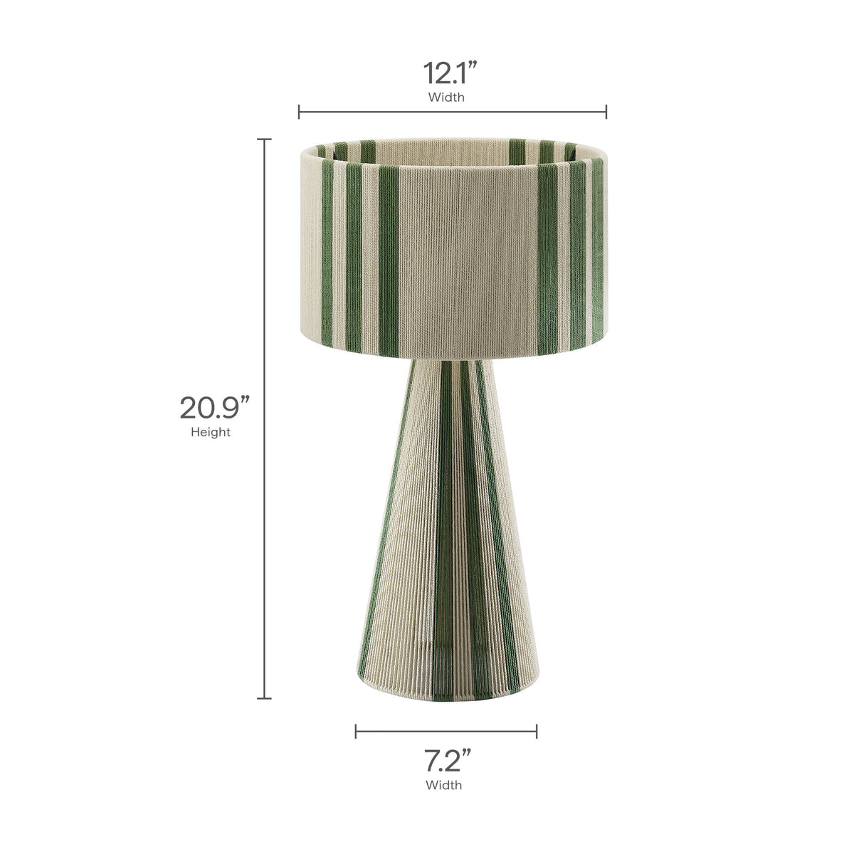 Gia Basil Green Handwoven Cotton Thread Striped or Plain Table Lamp - Ornate Home