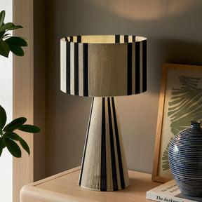 Gia Black Handwoven Cotton Thread Striped or Plain Table Lamp - Ornate Home