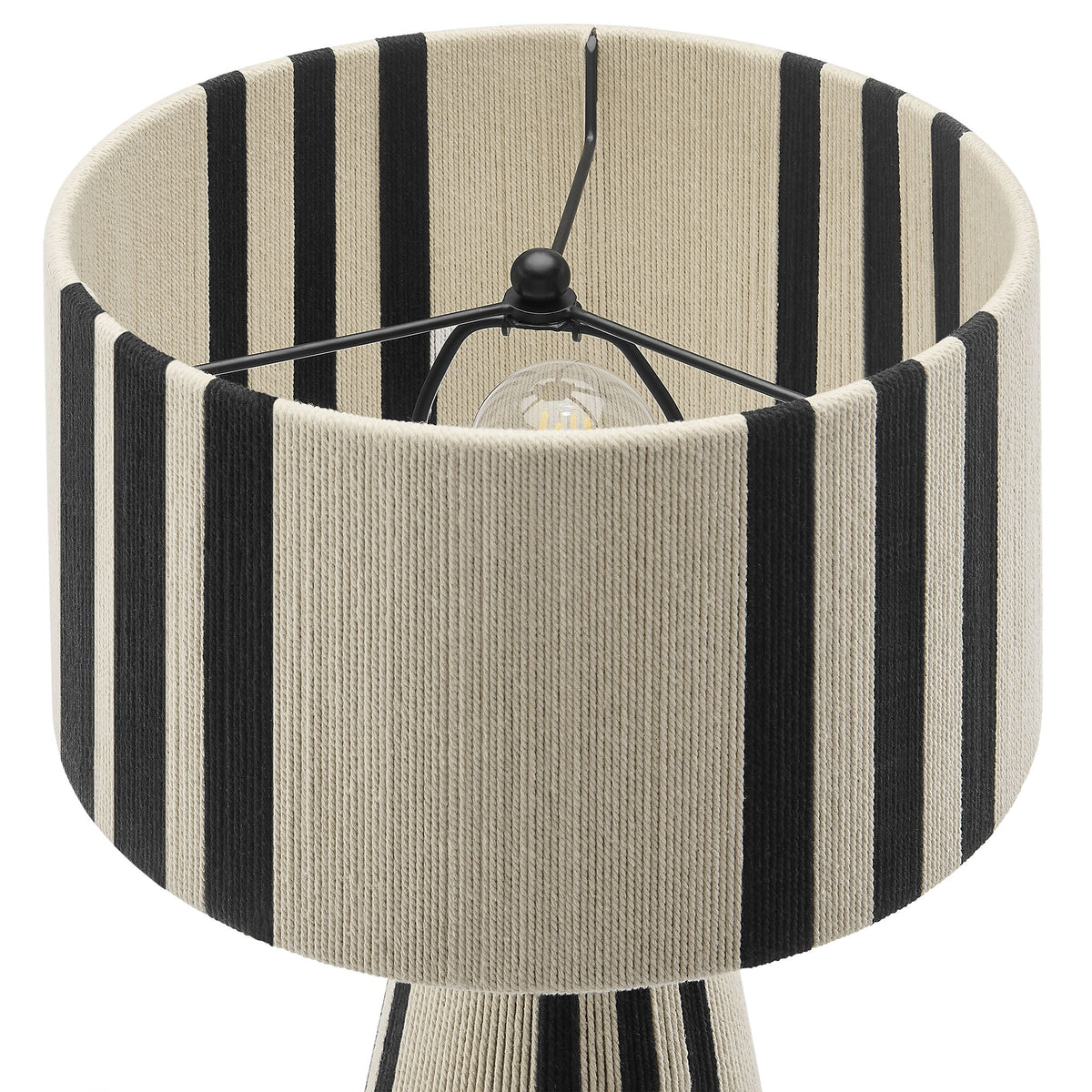 Gia Black Handwoven Cotton Thread Striped or Plain Table Lamp - Ornate Home
