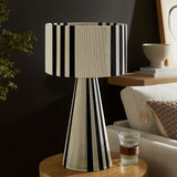 Gia Black Handwoven Cotton Thread Striped or Plain Table Lamp - Ornate Home