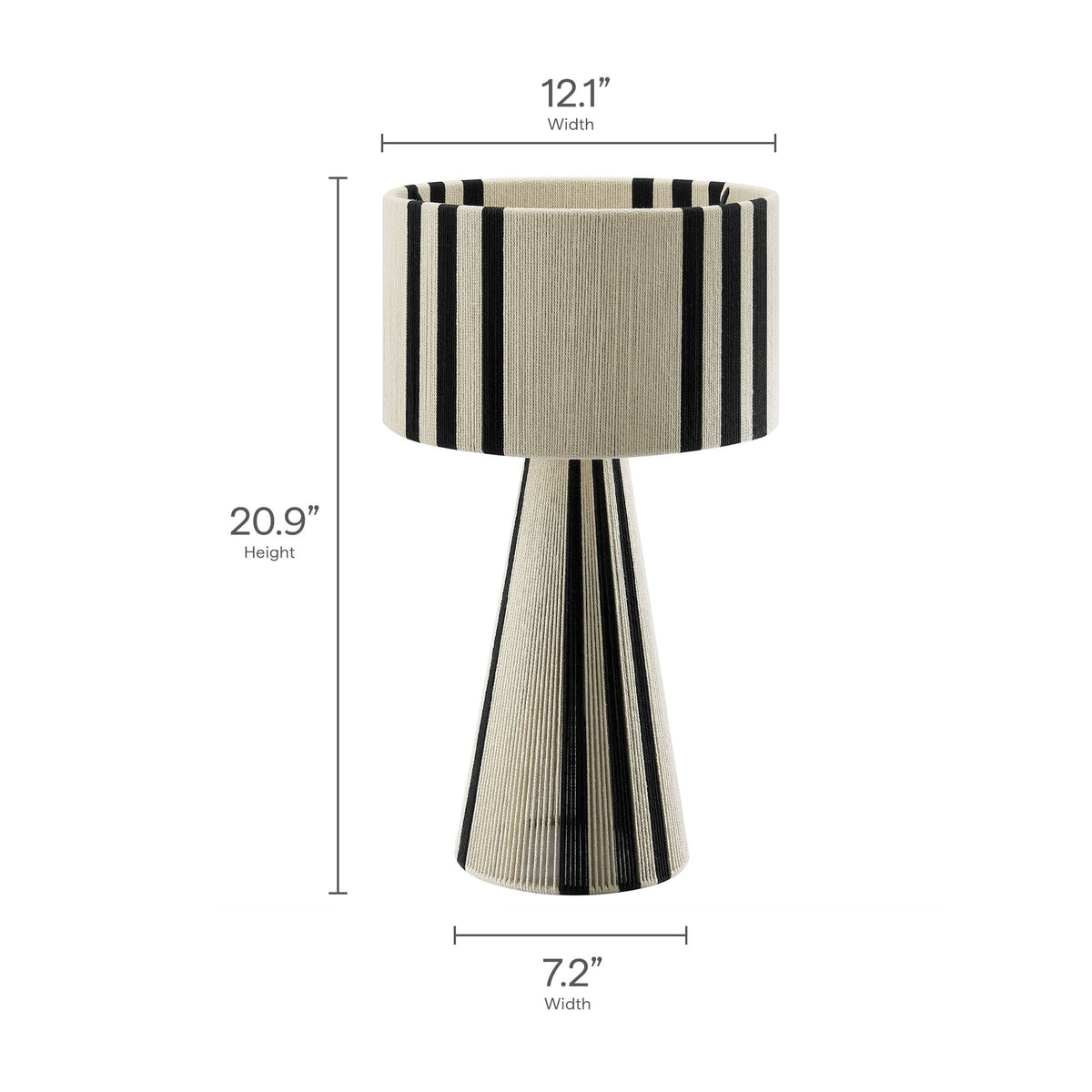 Gia Black Handwoven Cotton Thread Striped or Plain Table Lamp - Ornate Home
