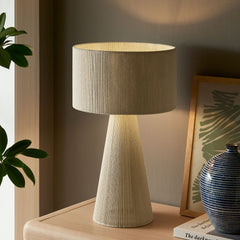 Gia Natural Handwoven Cotton Thread Striped or Plain Table Lamp - Ornate Home