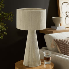 Gia Natural Handwoven Cotton Thread Striped or Plain Table Lamp - Ornate Home