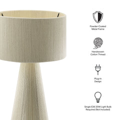 Gia Natural Handwoven Cotton Thread Striped or Plain Table Lamp - Ornate Home