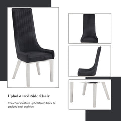 Gianna Black Faux Leather & Stainless Steel Side Chair (Set of 2) - Ornate Home